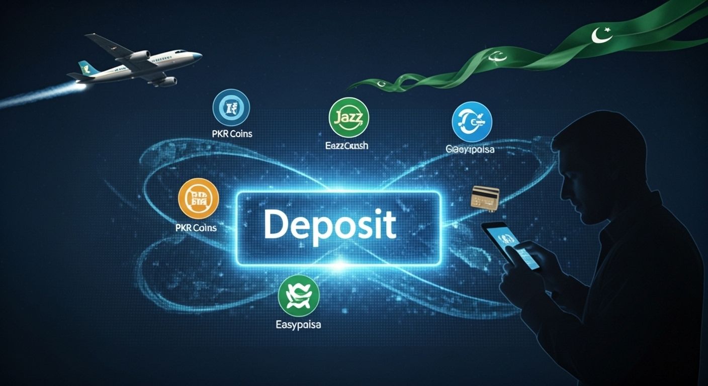Aviator plane with PKR deposit options including JazzCash, Easypaisa, and credit cards