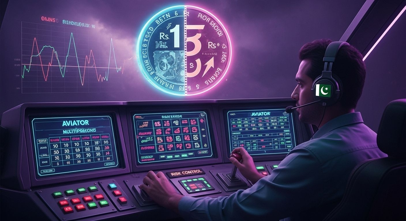 Pakistani player managing Aviator betting strategies with Martingale and Flat Betting screens