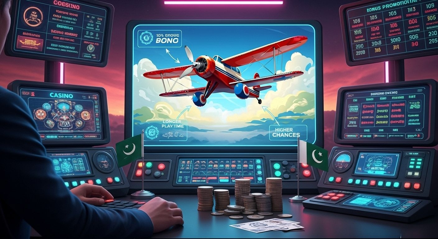 Aviator player using smart bonus strategies with PKR coins and promo screens